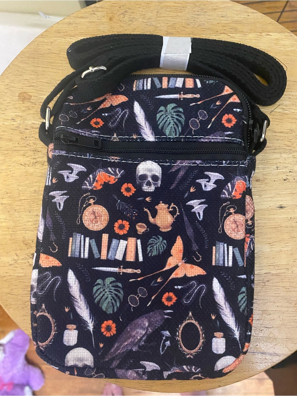 Black Gothic Print Crossbody Bag - Picture 2 of 3